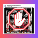 A screenshot of a WCRP post attacking Democratic women with a face palm in a stop sign shape.
